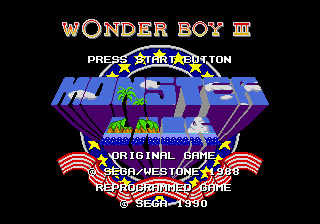 Wonder Boy III: Monster Lair title screen for Sega Mega Drive